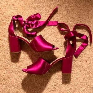Sam Edelman Tie Up Hot Pink Satin Heels Size 9.5
